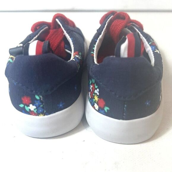 NEW Tommy Hilfiger Toddler Girls Sneakers Blue/Red Floral Size 7 Lace Up Low Top - Picture 7 of 10